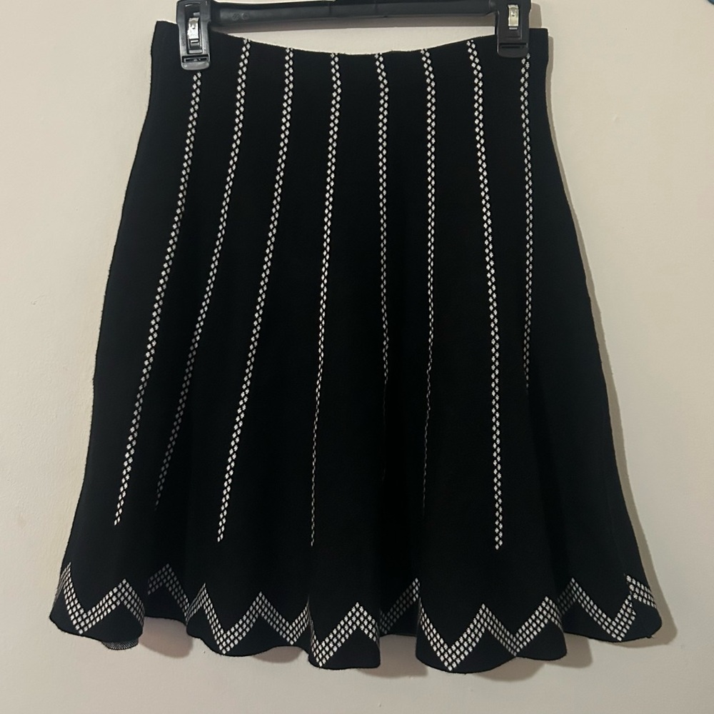 Sioni Black Skater Skirt with White Accents